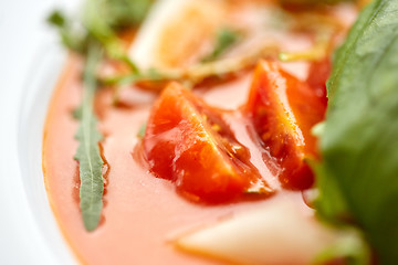 Image showing close up of gazpacho soup at restaurant