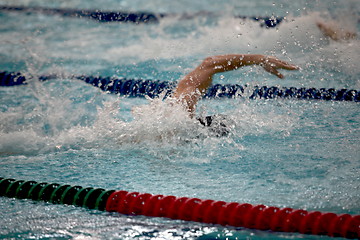 Image showing  arms swimmer in the water drops