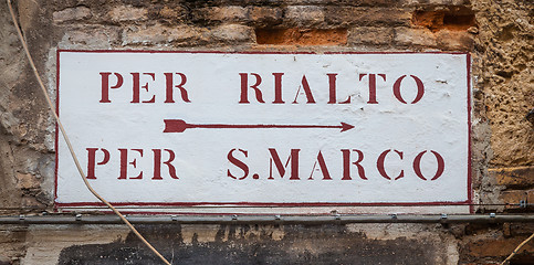 Image showing Venice street sign