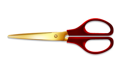 Image showing Golden scissors isolated on white background.