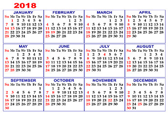 Image showing Calendar for 2018.