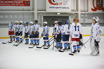 Image showing Moscow, Russia - January, 07, 2017: Female amateur hockey leage LHL-77. Game between female hockey team \