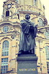 Image showing Frauenkirche (Our Lady church) and statue Martin Luther in the c