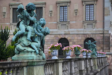 Image showing Bronze sculpture Barmhertighet at the Royal palace statue, Stock