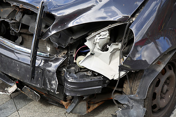 Image showing Close-up of the car crashed after the accident on street