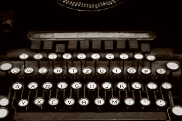 Image showing Close up photo of antique German typewriter machine keys