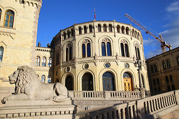 Image showing Norwegian parliament Storting Oslo in central Oslo, Norway