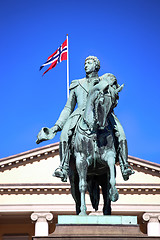 Image showing Statue of Norwegian King Karl Johan XIV in Oslo, Norway 