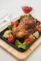 Image showing Roasted chicken with vegetables.