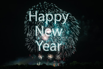 Image showing Happy New Year with fireworks