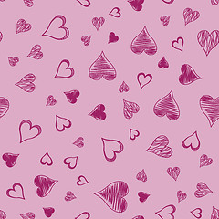 Image showing Seamless pattern with hearts on pink