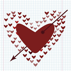 Image showing Love concept of hearts and big heart in centre