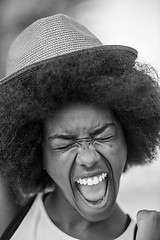 Image showing Close up portrait of a beautiful young african american woman sm