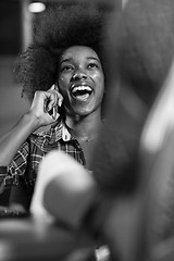 Image showing portrait of a young successful African-American woman in modern 