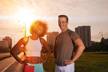 Image showing multiethnic group of people on the jogging