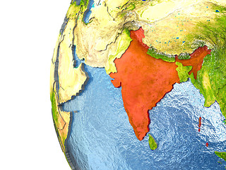 Image showing India in red