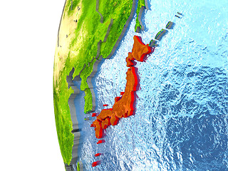 Image showing Japan in red