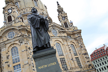 Image showing Frauenkirche (Our Lady church) and statue Martin Luther in the c