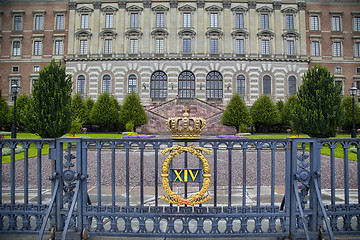 Image showing The fence of the Royal Palace with crown in Stockholm, Sweden