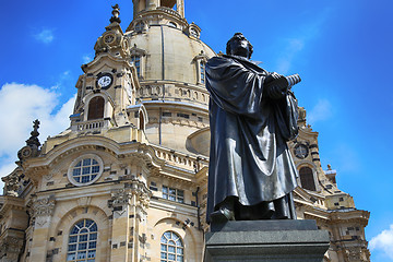 Image showing Frauenkirche (Our Lady church) and statue Martin Luther in the c