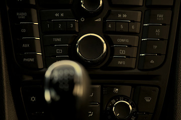 Image showing Cockpit and dash, gearstick in modern car