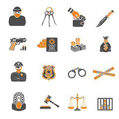 Image showing Crime and Punishment two color Icons Set