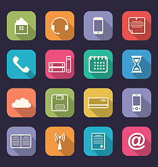 Image showing Application web icons in flat design with long shadows
