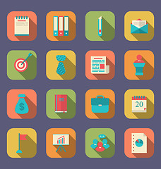 Image showing Modern flat icons of web design objects, business, office and ma