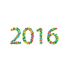 Image showing New year 2016 lettering colourful confetti