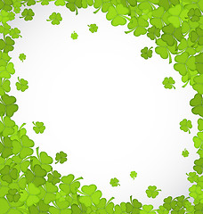 Image showing Natural frame with clovers for St. Patrick\'s Day, copy space for