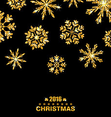 Image showing Golden Celebration Card with Sparkle Snowflakes