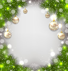 Image showing Christmas winter background with glass balls