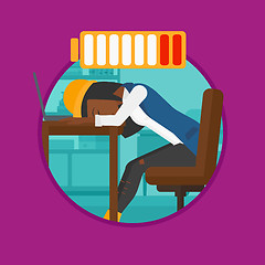 Image showing Woman sleeping at workplace vector illustration.