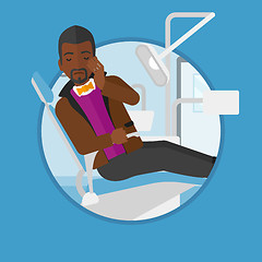 Image showing Man suffering in dental chair vector illustration.
