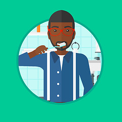 Image showing Man brushing teeth vector illustration.