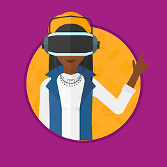 Image showing Woman wearing virtual reality headset.