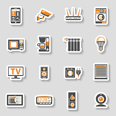 Image showing Smart House and internet of things sticker icons set