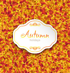 Image showing Autumn Card on Orange Leaves Texture, September Background