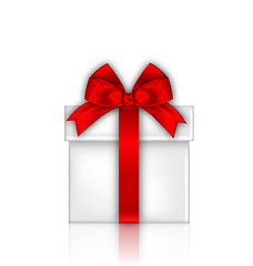 Image showing Gift Box with Red Bow Isolated