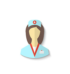 Image showing Flat icon of medical nurse with shadow isolated on white backgro