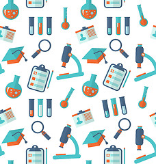 Image showing Chemical Seamless Pattern with Different Laboratory Objects