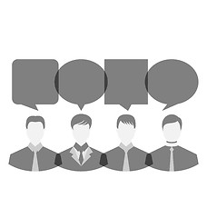 Image showing Icons of businessmen with dialog speech bubbles, copy space for 