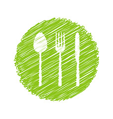 Image showing Green Vegetarian Restaurant Sign