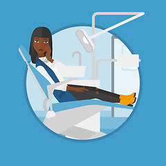 Image showing Woman suffering in dental chair.