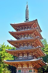 Image showing Five storied Buddhist pagoda at Daigoji temple.