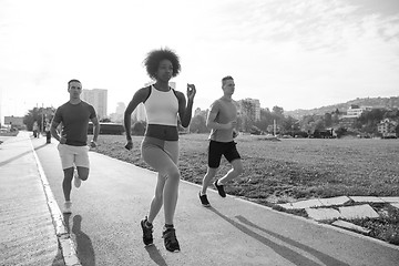 Image showing multiethnic group of people on the jogging