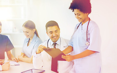 Image showing group of happy doctors meeting at hospital office