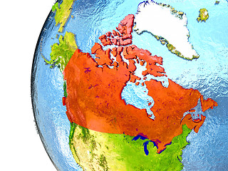 Image showing Canada in red