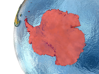 Image showing Antarctica in red