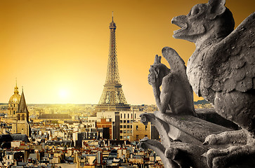 Image showing Chimeras and Eiffel Tower